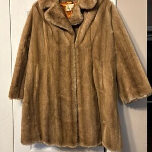 Elegant Tan Faux Fur Coat